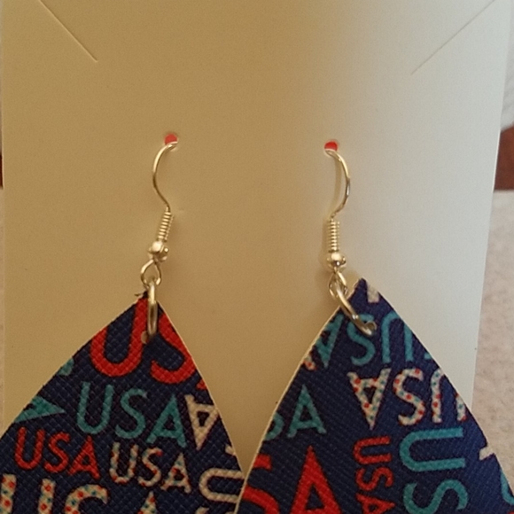 USA Faux Leather Earrings - Picture 2 of 3